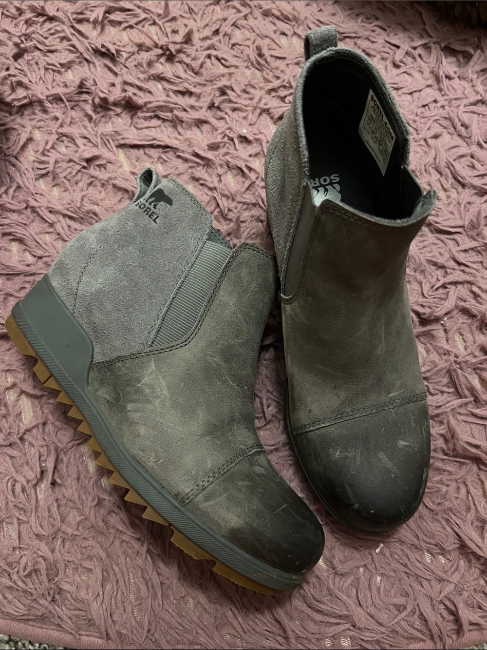 Sorel Women's Gray Suede Wedge Ankle Booties
